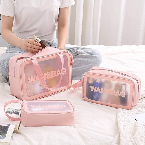 Clear Makeup Pouch Travel Waterproof Bag for Cosmetic Organizing, Toiletry Storage and More Accessories for Women & Girls