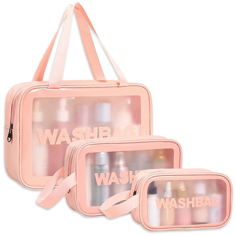 Clear Makeup Pouch Travel Waterproof Bag for Cosmetic Organizing, Toiletry Storage and More Accessories for Women & Girls