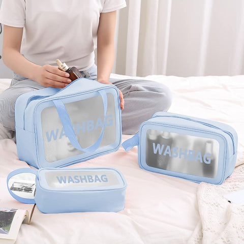 Clear Makeup Pouch Travel Waterproof Bag for Cosmetic Organizing, Toiletry Storage and More Accessories for Women & Girls