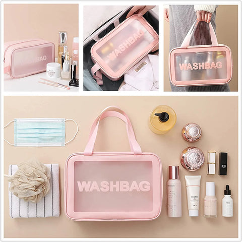 Clear Makeup Pouch Travel Waterproof Bag for Cosmetic Organizing, Toiletry Storage and More Accessories for Women & Girls