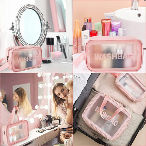 Clear Makeup Pouch Travel Waterproof Bag for Cosmetic Organizing, Toiletry Storage and More Accessories for Women & Girls