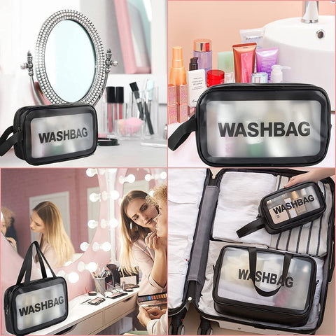 Clear Makeup Pouch Travel Waterproof Bag for Cosmetic Organizing, Toiletry Storage and More Accessories for Women & Girls