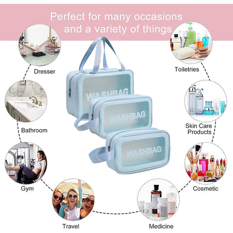 Clear Makeup Pouch Travel Waterproof Bag for Cosmetic Organizing, Toiletry Storage and More Accessories for Women & Girls