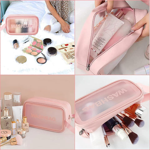 Clear Makeup Pouch Travel Waterproof Bag for Cosmetic Organizing, Toiletry Storage and More Accessories for Women & Girls