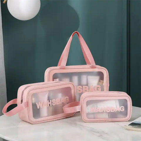 Clear Makeup Pouch Travel Waterproof Bag for Cosmetic Organizing, Toiletry Storage and More Accessories for Women & Girls