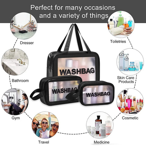 Clear Makeup Pouch Travel Waterproof Bag for Cosmetic Organizing, Toiletry Storage and More Accessories for Women & Girls