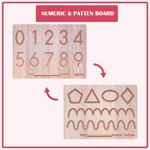 Capital & Small Alphabet and Numeric & Curve Patten Tracking Board With Dummy Pencil To Write and ABCD Puzzle | Learning and Educational Board Toys for 2+ Years Old Kids